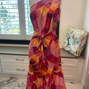 Farm Rio just like new  beautiful maxi one shoulder dress.